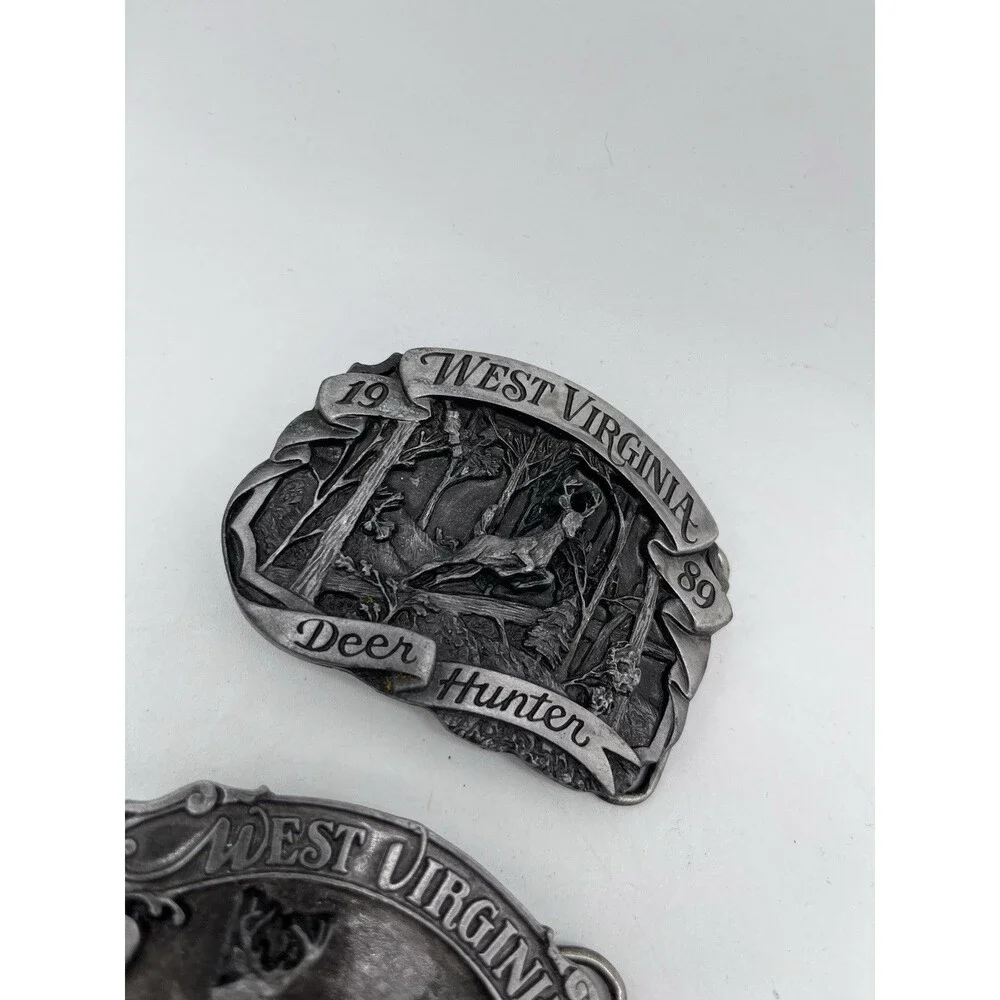 2 West Virginia Deer Hunter Limited Edition Belt Buckle JJ Buckles 1988